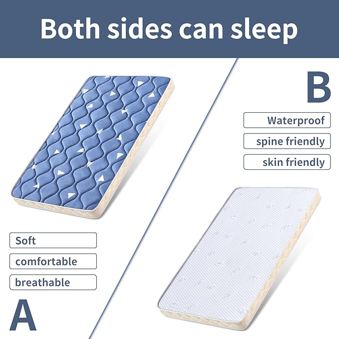 Baby Bassinet Mattress 35x 20 inches- Firm Support and Comfort Premium Foam,Noiseless and Odorless,Hypoallergenic Small Crib Mattress, Fits Moses Basket, Dual Sided with Soft Breathable Fabric