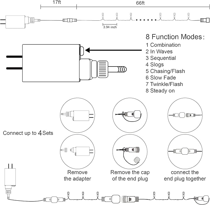 HOME LIGHTING 66FT 200 LED Halloween String Lights, Plug in Green Wire String Light, 8 Lighting Modes Waterproof Fairy Mini Lights for Indoor Outdoor Christmas Wedding Party Decorations (Orange)