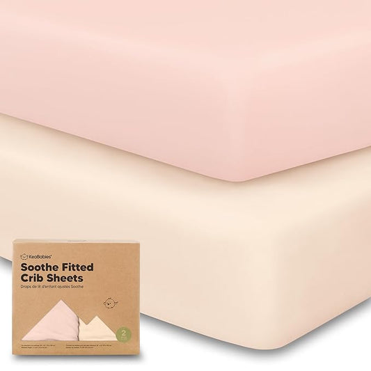 KeaBabies 2-Pack Organic Crib Sheets for Boys, Girls - 52x28 Fitted Crib Mattress Sheet Neutral, Breathable Jersey Cotton Cover for Baby Bed, Toddler Mattress, Soft & Cute Prints (Cameo)