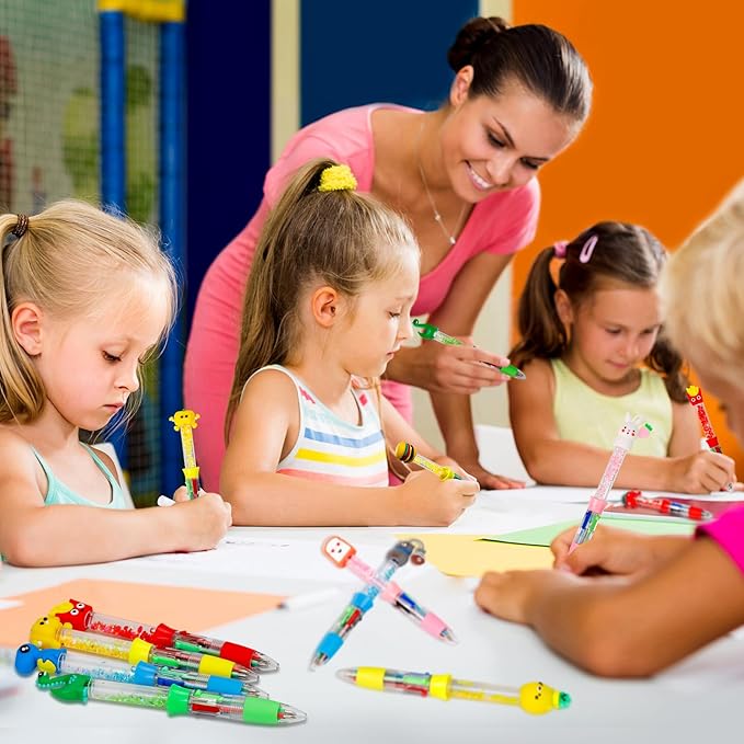 20Pcs Multicolor Pens in One 4-in-1 Cute Pens Bulk for Kids, Ballpoint Pen for Birthdays and Children's Parties, Fun Gifts Assorted Ink Kawaii Pen