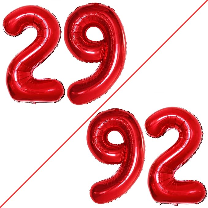 GOER Number 29 Balloons for 29th Birthday Party Decorations,42 Inch Jumbo Foil Helium 92 Balloons for 92nd Birthday Party Decoration (Red)