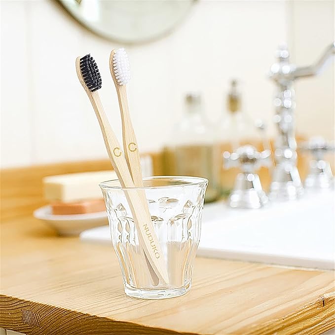 Biodegradable Bamboo Toothbrushes, 10 Piece BPA Free Soft Bristles Toothbrushes, Natural, Eco-Friendly, Green and Compostable
