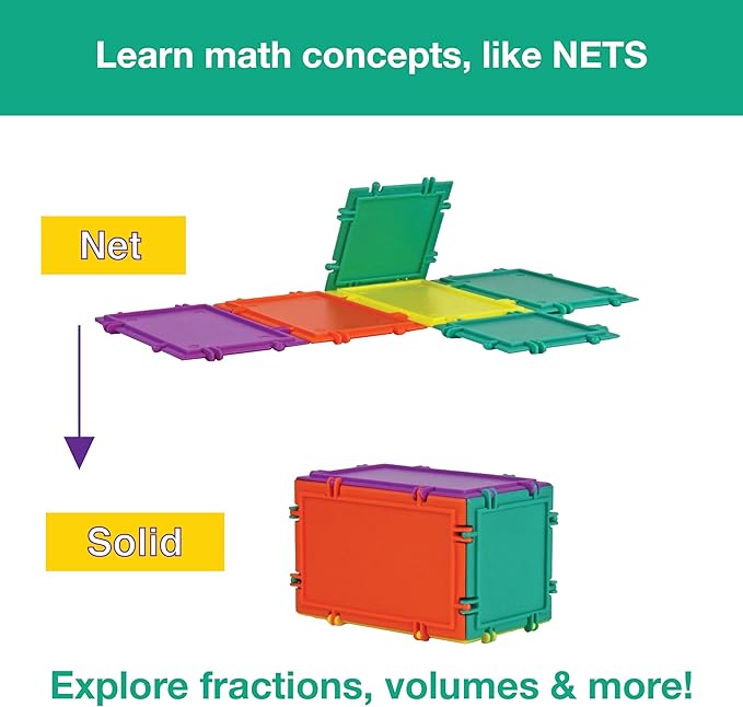 3D Building Set for Learning Math, Includes Many Online Activities,32-pc, Made in USA (Triangle/Rectangle/Square)