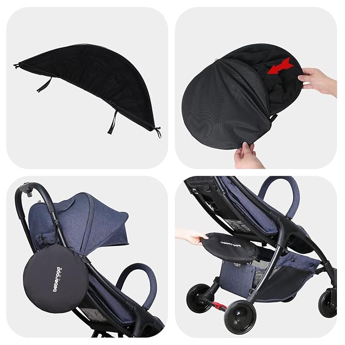 Beberoad Love Universal Stroller Sun Shade & Mosquito Net – 2-in-1 Baby Stroller Cover with UV Protection & 2-Way Zipper for Infant Carriages, Prams, and Travel Strollers (Black)