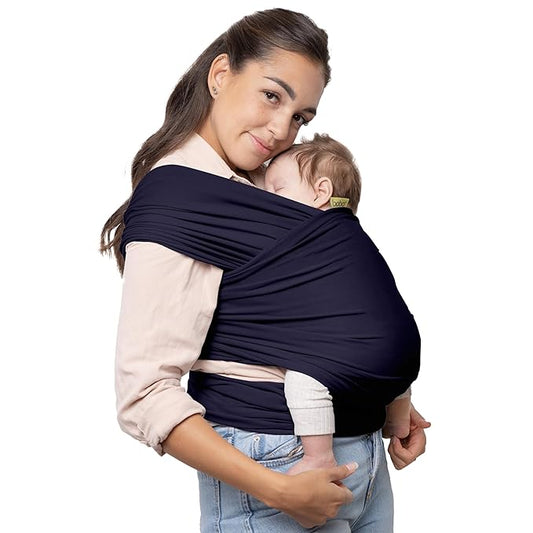 Boba Baby Wrap Carrier – Original Baby Sling Carrier for Newborns (7–35 lbs), Soft, Secure, Hands-Free & Ergonomic, Ideal for Comfortable Bonding, New Parents (Navy Blue)