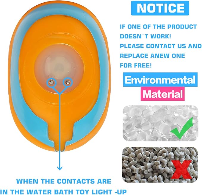 Bath Toys, 6 Packs Light up Boat Floating Rubber Set, Flashing Color Changing Light in Water, Tub Gift for Baby Infant Toddler Child Kid, Bathtub Ship Toy for Bathroom Shower Game Swimming Pool Party