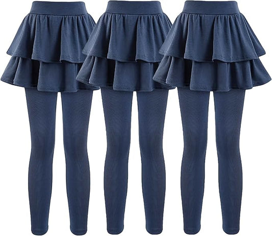 Girls School Uniform Pants Leggings with Skirts Stretch Warm Jegging 4-12 Years