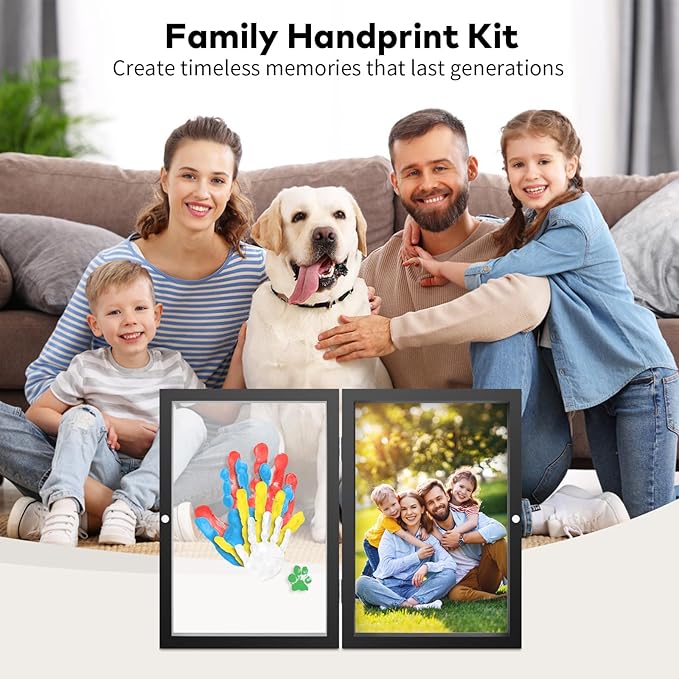 Family Handprint Kit, DIY Craft Keepsake Photo Frame, Hand Print Ornament Kits, Family Gifts for New Parents & Mom & Baby, Grandparents, Couples, Father's Day, Mother's Day, Anniversary