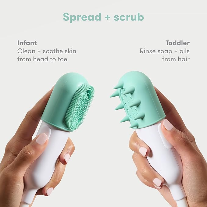 Frida Baby Control The Flow Bathtub Sprayer Attachment for Baby Bathtub, Shower Head with Scalp Massager, Control Waterflow with 2 Pressure Modes