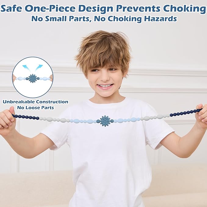 Chew Necklaces for Sensory Kids Adults, Flower Chewy Necklace Sensory Toys for Autism Nail Biting, Fidget Necklace Oral Chew Toys, ADHD Tools for Boys Girls