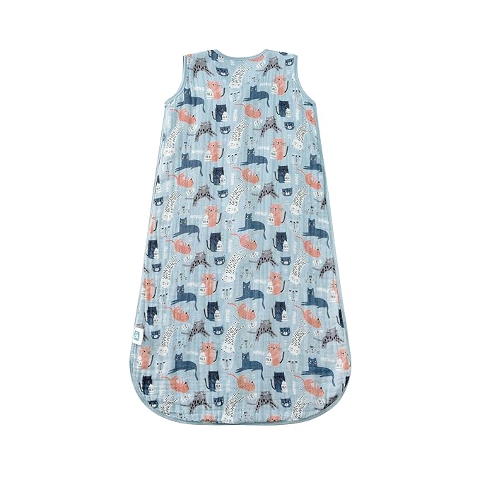 Baby Sleep Sack 2-4 T Baby Wearable Blanket 100% Organic Cotton 0.5 TOG Toddler Sleep Sacks 2- Way Zipper Soft 4 Layers 2T 3T 4T Kitten