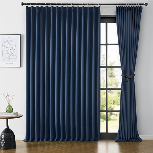 Extra Width Patio Sliding Door Curtains 84 Inch Long 2 Panels, 100 x 84 Vertical Blinds for Dining Room with Pinch Pleat Room Divider Curtain Drapes for French Door(100 Wide x 84 inch Long)