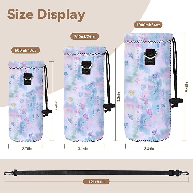 AUPET Water Bottle Bag Carrier,24oz/32oz Insulated Neoprene bottle Sling Holder Case Pouch Cover for 1000ML/750ML Bottles with Shoulder Strap for walking