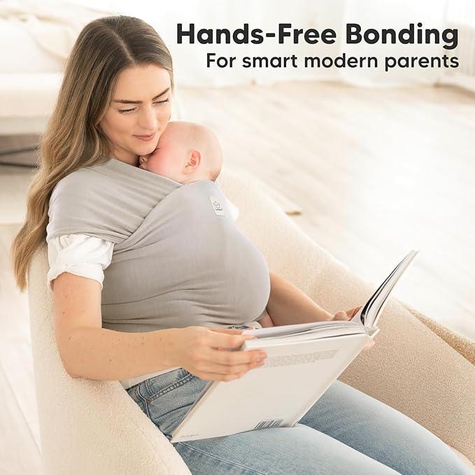 KeaBabies Baby Wrap Carrier - All in 1 Original Baby Carrier Newborn to Toddler Sling, Easy to Wear, Hands Free Bonding, Lightweight, Breathable Infant Wraps (Stone Gray)
