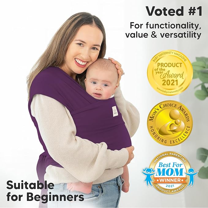 KeaBabies Baby Wrap Carrier - All in 1 Original Baby Carrier Newborn to Toddler Sling, Easy to Wear, Hands Free Bonding, Lightweight, Breathable Infant Wraps (Royal Purple)