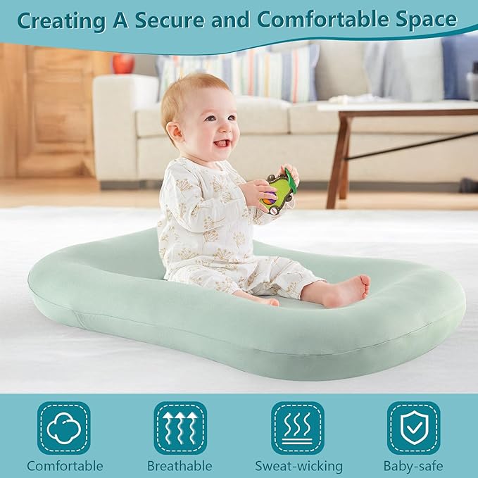 Baby Lounger for Newborn, Soft Organic Cotton Breathable Infant Lounger for for Home and Travel (Pink)