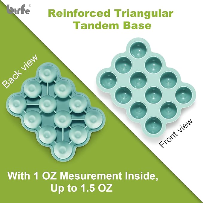 Baby Food Storage Container - 1.5oz x 12 Pods Silicone Freezer Tray with Lid for Homemade Baby Food, Fruit Purees, Vegetable & Breast Milk (Blue)