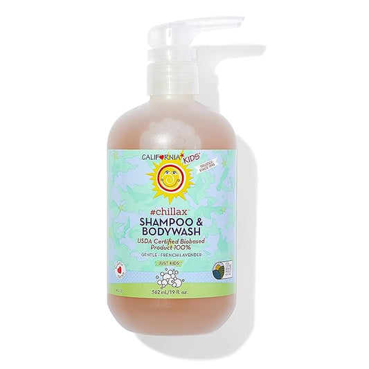 California Kids Chillax Shampoo and Bodywash | 100% Plant-Based | Gentle Skincare | Lavender Shampoo for Kids + Teens | Hypoallergenic Bodywash | 562 mL / 19 oz.