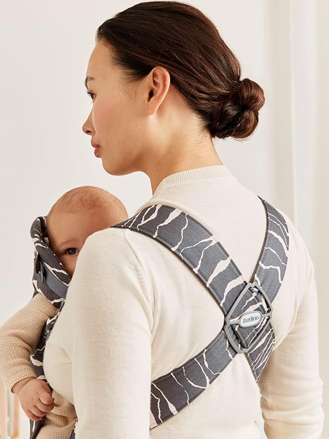 BabyBjörn Baby Carrier Mini, Anthracite/Landscape Print, Cotton | Newborn Carrier (7-25 lbs), Ergonomic, Easy-to-Use