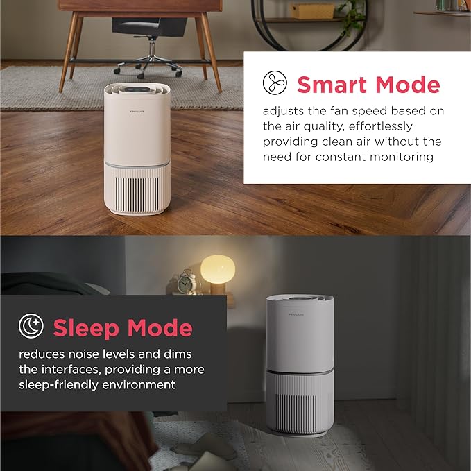 Frigidaire PureA300 XL HEPA Air Purifier with Wi-Fi for Large Rooms, Covers up to 1,685 Sq. Ft., 3-Stage Filtration, Energy Star Certification, Air Quality Monitoring, Smart Mode, Ultra Quiet, White