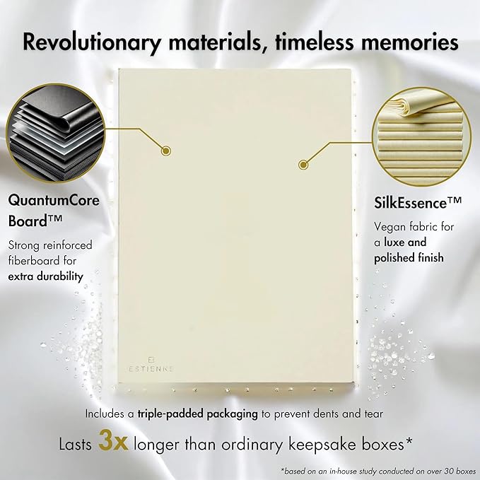 Estienne Large Light Yellow Modern Baby Keepsake Box - Memory Box for Baby Girl & Boy, Gift-Ready Keepsake Storage Box with Lids