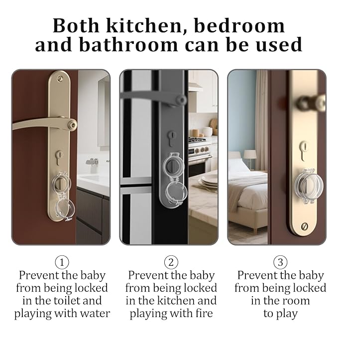 2 Pack Deadbolt Child Safety Lock Cover - Child Proof Deadbolt Cover & Door Knob Protector, Deadbolt Lock Cover for Kids, Prevents Accidental Locking (Fits Standard Locks) (Transparent)