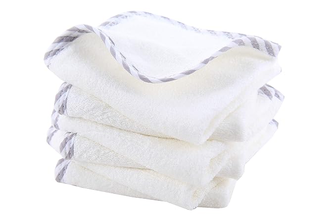 HIPHOP PANDA Baby Washcloths, Rayon Made from Bamboo - 2 Layer Ultra Soft Absorbent Newborn Bath Face Towel - Reusable Baby Wipes for Delicate Skin - Gray Stripe, 6 Pack