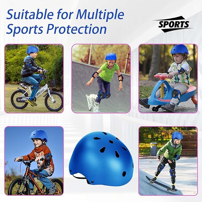 Kids Bike Helmet Set Adjustable Helmet for Ages 3-15 Kids Toddler Boys Girls Youth, Multi-Sport Bicycle Skateboarding Football Rollerskating Scooter Rollerblade Balance Bike Helmets