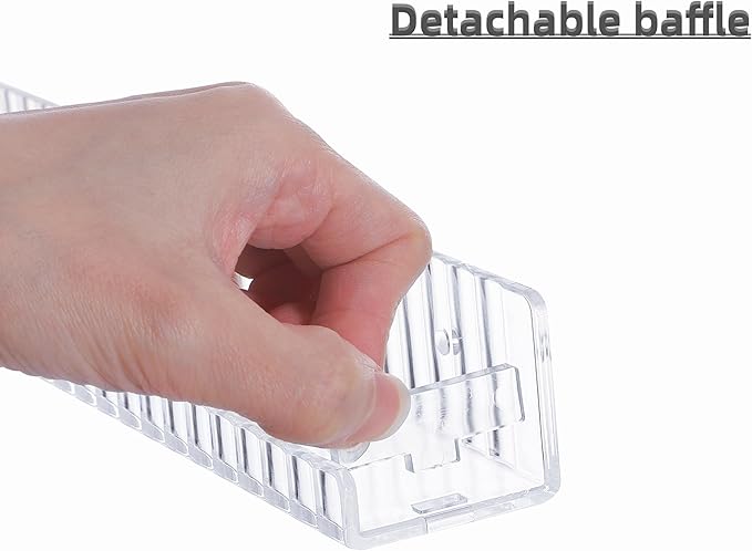 IEEK 6 PCS Acrylic Floating Bookshelf for Kids Room,15 Inch Modern Picture Ledge Display Shelf with Detachable Baffle,Nail Polish Rack Vertical Striped Wall Shelves for Wall Decor and Storage,Clear