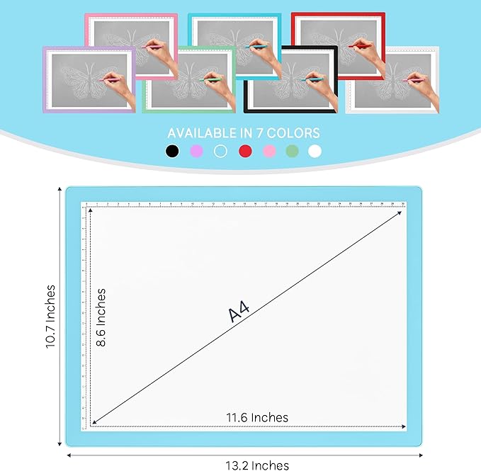 iVyne Corded Light Pad for Weeding Vinyl - A4 Light Box for Drawing - Light Board for Tracing - Light Box for Diamond Painting, Weeding Vinyl, Sketching, Tracing (Blue)