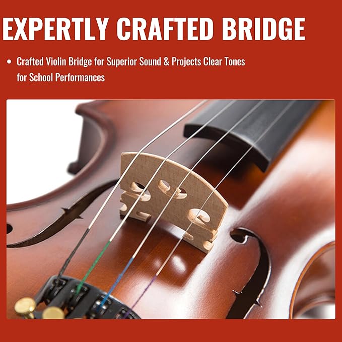 1/2 Size Violin for Kids, Half Size Fiddle - Solid Spruce & Maple with Lightweight Case, Brazilwood Bow, Shoulder Rest, Digital Tuner (Child Beginner Kit MVA-800)