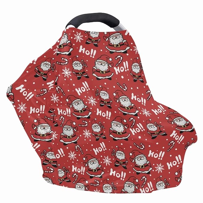 Binienty Christmas Santa Claus Nursing Cover for Moon Christmas Decor Soft Lightweight Car Seat Canopy Multi Use Breastfeeding Covers Breathable and Comfy