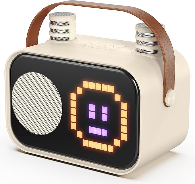 Karaoke Machine for Kids Adults, Portable Bluetooth Karaoke Speaker with 2 Wireless Microphones, Pixel Display Light, Birthday Gifts Toys for Girls & Boys Ages 3, 4, 5, 6, 7, 8, 9,10,11,12+ Years