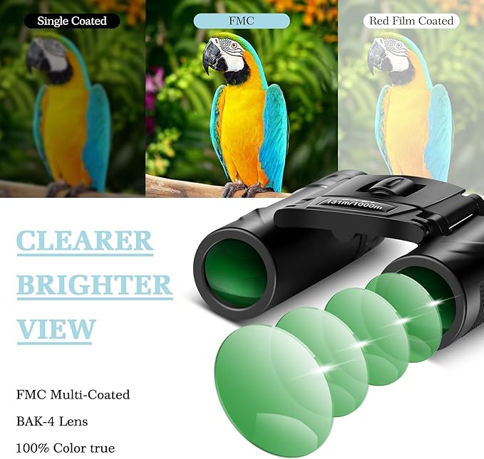 8x21 Mini Lightweight Binoculars, Compact Pocket Binocularsfor Adults Kids, Small Protable Binoculars for Bird Watching Travel Opera Theater Sports Scenery