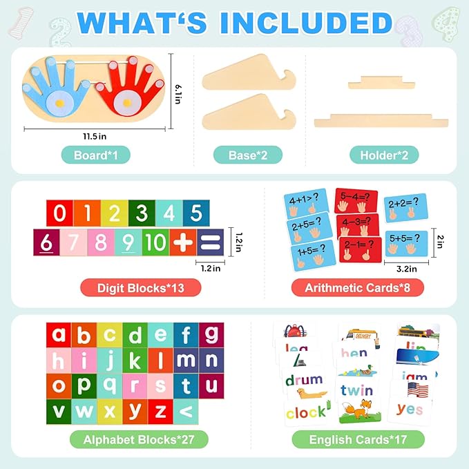 2 in 1 Wooden Montessori Toys for Kids - Number Counting Blocks & ABC Game Toys for 3-5, Preschool Educational Learning Toys for Toddlers 4-6, Birthday Christmas Stocking Stuffers Gifts for Boys Girls