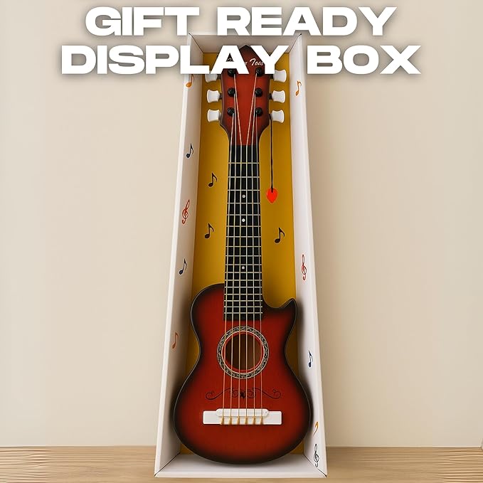23" Acoustic Guitar, Kids 6 String Toy Guitar - Realistic Steel Strings - Beginner Practice First Musical Instrument for Children, Toddlers (Mahogany)