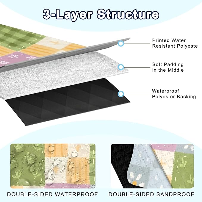 Extra Large Picnic Blanket Waterproof,80"x 80"Foldable Machine Washable Beach Blanket,Outdoor Blanket for 6-8 Adults,Suitable for Indoor Crawling,Park Beach,Camping,Hiking,Family Travel(Colorful)