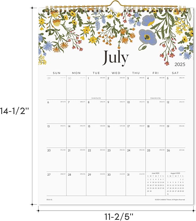 2025 Wall Calendar, Calendar 2025, Floral Design Wall Calendar with Thick Paper, 18 Months Runs From July 2025 - December 2026, 12" x 15", Twin-Wire Binding, Perfect for Planning (Flower)