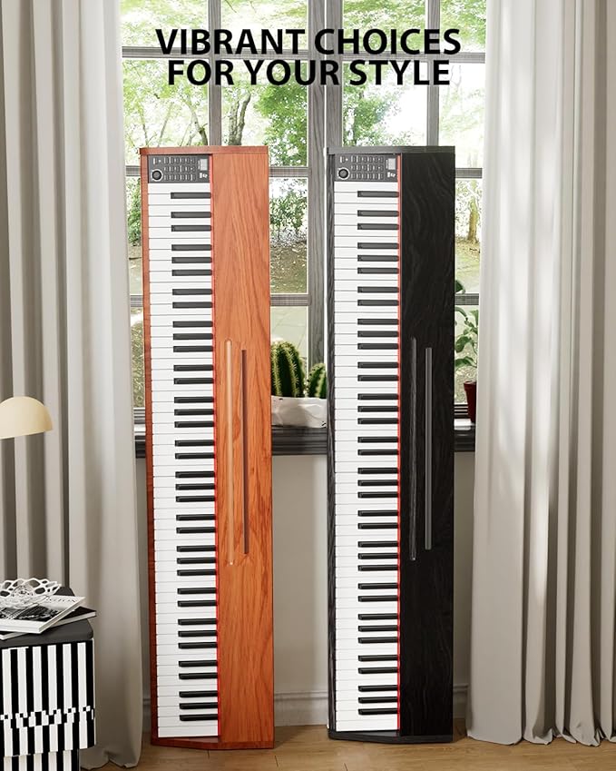 88 Key Digital Piano Keyboard for Beginners - Full Size Semi Weighted Wooden Electric Piano Set with Stand, Triple Pedal, Headphone,Carry Bag - Supports USB-MIDI Connecting (Wood Grain Brown)