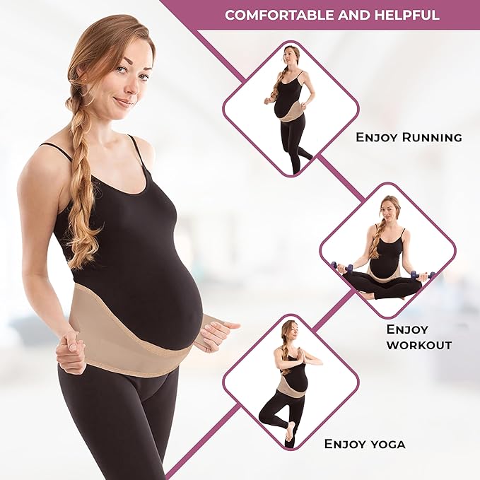Gabrialla Made in USA Pregnancy Belly Band, Soft & Breathable Maternity Belly Band – Pregnancy Belt for Back, Pelvic & Waist