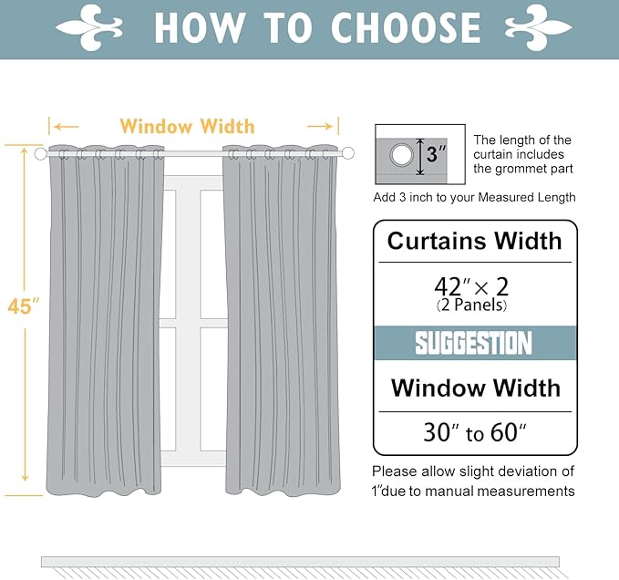 ChrisDowa 100% Blackout Curtains 45 inch Long for Bedroom with Black Liner, 2 Thick Layers Total Blackout Thermal Insulated Grommet Window Curtains 2 Panels Set (Light Beige, 42 x 45 Inch)
