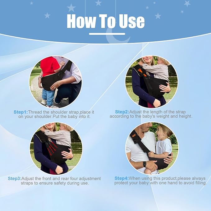 Baby Sling Carrier 2025 Baby Carrier Newborn to Toddler Sling Lightweight Baby Carrier Sling with Adjustable Straps Toddler Carrier Baby Wrap Sling for 10-30 lbs(Blue Sailboat)