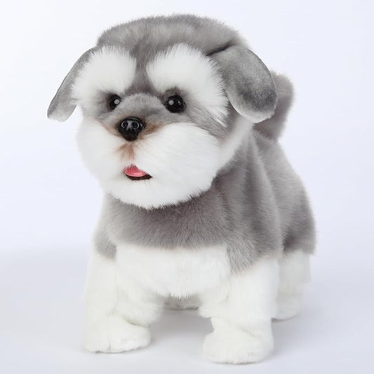 CU-MATE Interactive Plush Schnauzer Dog Toy,Companion Robot Dog Pets,Handmade Weighted Stuffed Animals,Electronic Toy with Walking/Barking/Wagging Tail/Talking