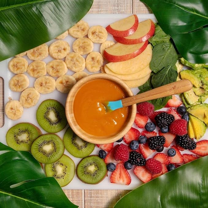 Avanchy Bamboo & Silicone Infant Training Spoons, BPA Free - Soft Tip, Easy on Gums, First Stage Feeding Utensils for Baby-Led Weaning, Self-Feeding, Black