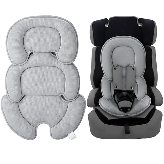 PandaEar Baby Car Insert Cushion Pad, Infant Head & Body Support Pillow for Car Seats, Strollers,Carriers, Machine Washable & Portable -Grey