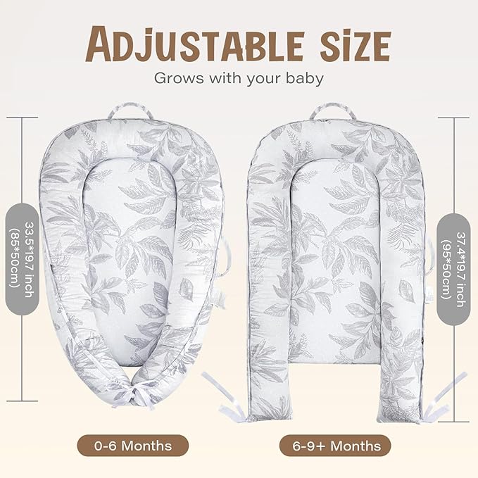 HKAI Baby Lounger – Soft Cotton Infant Floor Seat for Newborn to 24 Months, Portable Baby Essentials for Boys & Girls, Travel-Friendly Baby Lounge Pillow