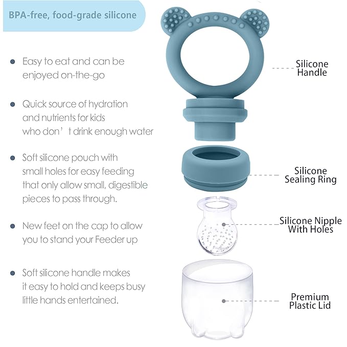 Baby Food Feeder Pacifier with Breast Milk Popsicle Teether-Silicone Forage Feeder for Babies-Breastmilk Storage Container and Freezer Tray-Teething Popsicle Molds for Soothing Relief