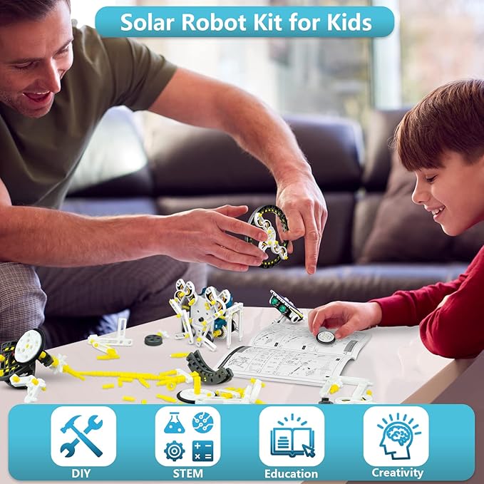 13-in-1 Solar Robot Toys for Ages 8 9 10 11 12 Year Old Boys Girls, STEM Science Kits for Kids Age 8-12, Building Experiments Robotics Kit STEM Projects for Kid Christmas Birthday Gifts (White)