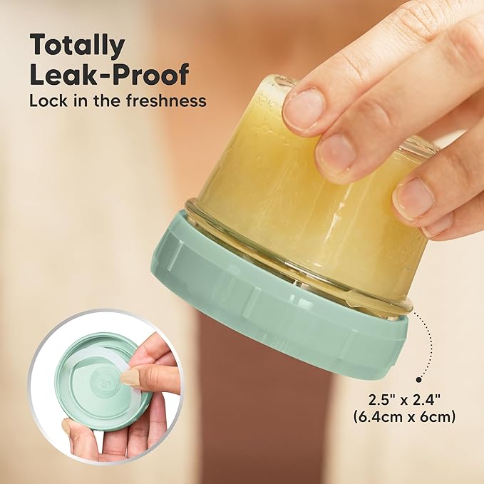 KeaBabies 6pk 4oz Glass Baby Food Containers with Lids - Leak-Proof, Microwavable Small Glass Jars, Baby Purees & Toddler Snack Storage Containers, BPA-Free, Dishwasher & Freezer Safe (Musk Dusk)