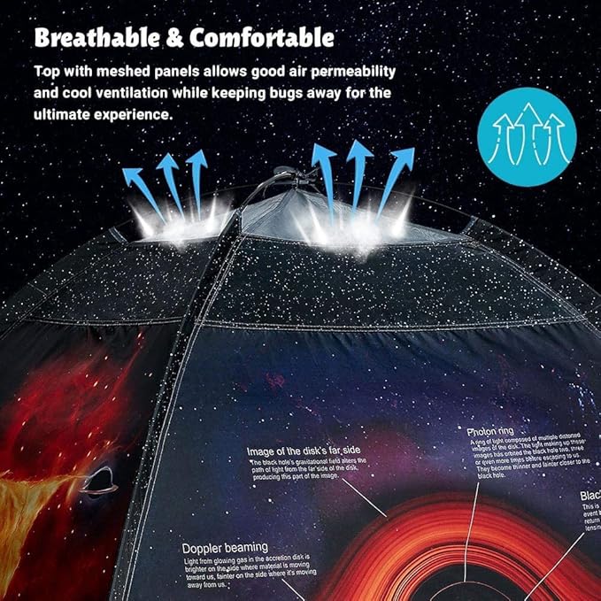 Black Hole Play Tents- Space World Dome Tent Playhouse- Imaginative Play Popup Tent for Outdoor and Indoor Fun-Kids Astronaut Space for Boys and Girls- 47" x 47" x 43 "